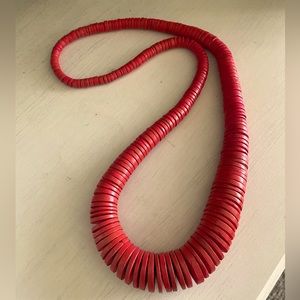 Vintage Red Wooden Bead Necklace